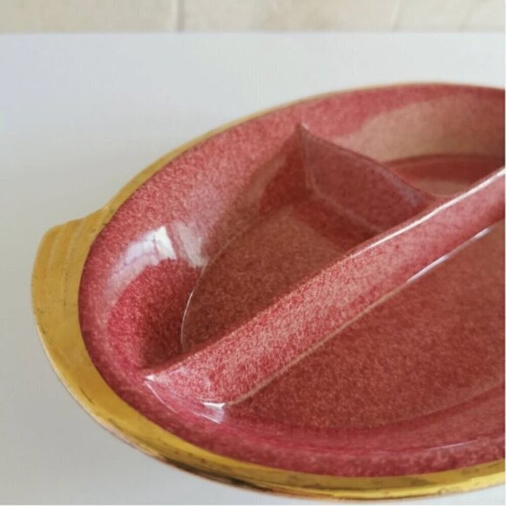 Royal Winton Grimwades Mottled Pink Vintage Divided Tray MCM Decor